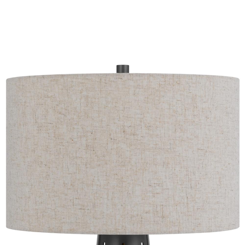 Tiy 30 Inch Table Lamp, White Hardback Drum Shade, Gray Iron Cone Base