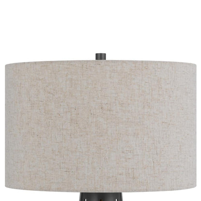 Tiy 30 Inch Table Lamp, White Hardback Drum Shade, Gray Iron Cone Base