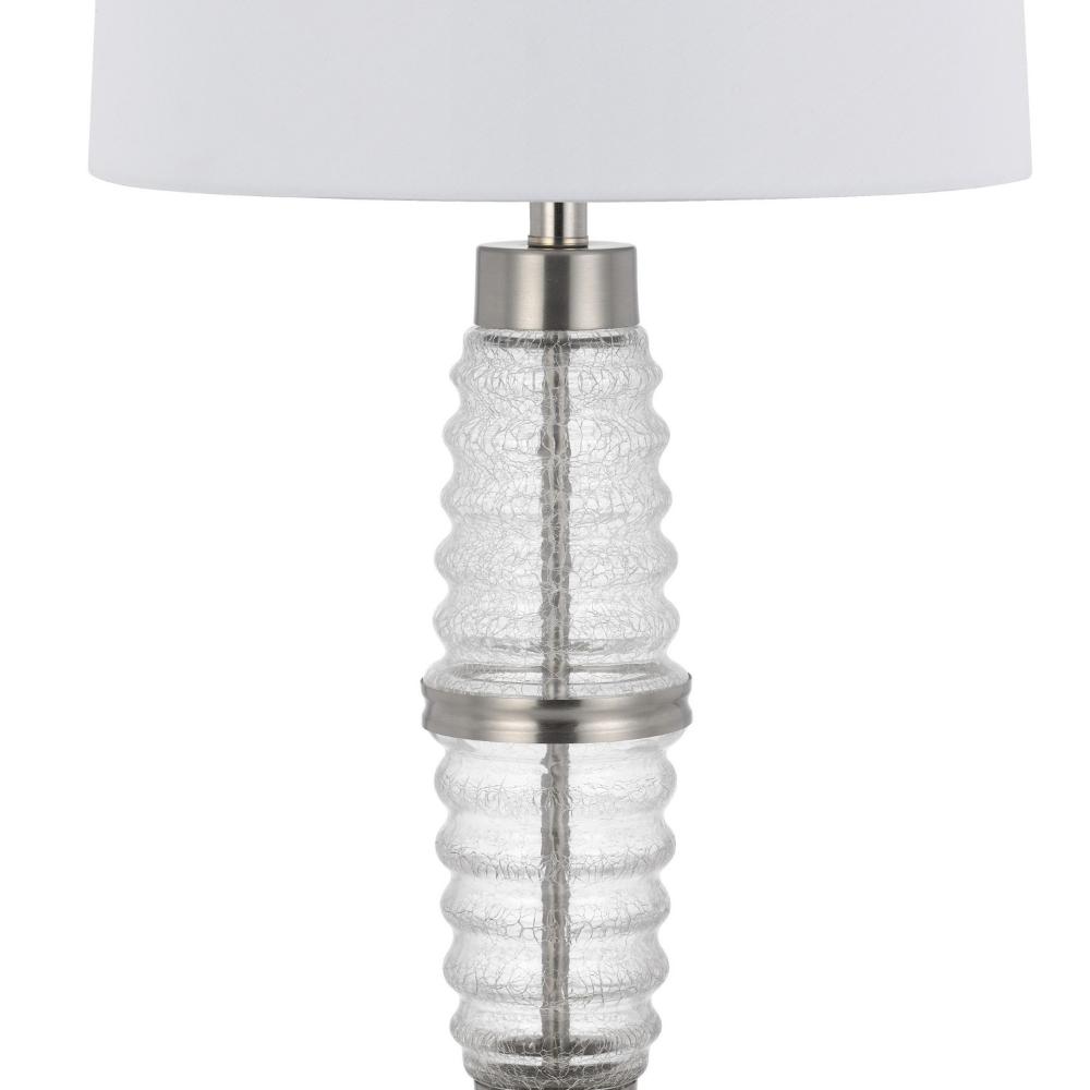 Maci 29 Inch Table Lamp, Accent Crackled Clear Glass, White Drum Shade