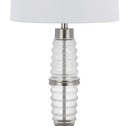 Maci 29 Inch Table Lamp, Accent Crackled Clear Glass, White Drum Shade
