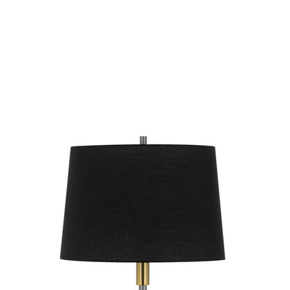 Siu 60 Inch Floor Lamp, Gold Metal Pole w Finial Tip, Black Shade