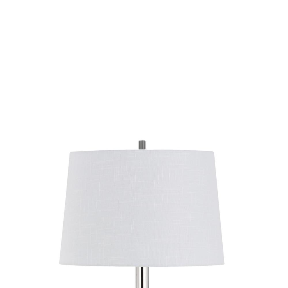 Siu 60 Inch Floor Lamp, Chrome Metal Pole w Finial Tip, White Shade