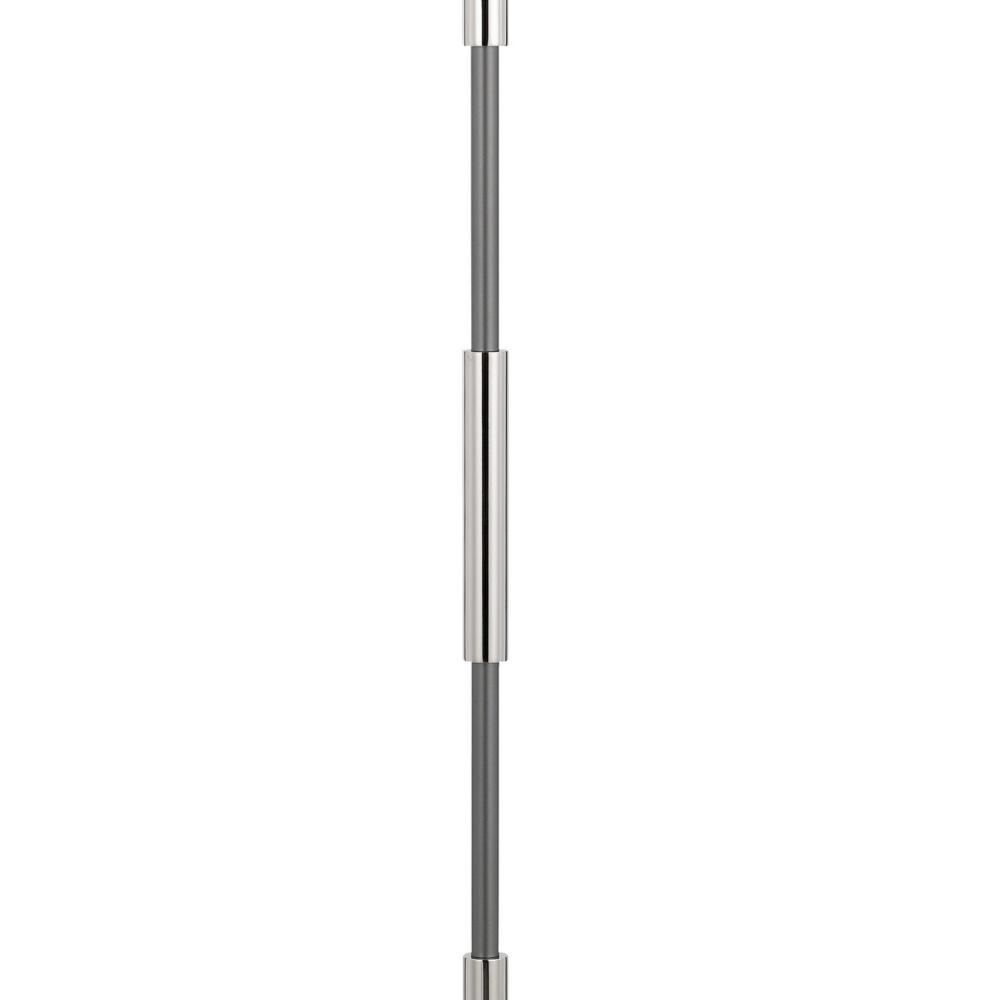 Siu 60 Inch Floor Lamp, Chrome Metal Pole w Finial Tip, White Shade