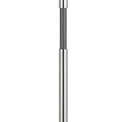 Siu 30 Inch Table Lamp, Chrome Metal Thin Pole w Finial, White Shade