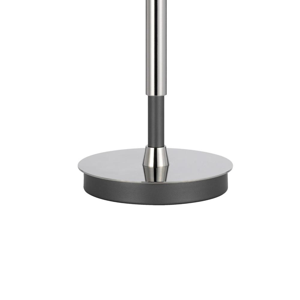 Siu 30 Inch Table Lamp, Chrome Metal Thin Pole w Finial, White Shade