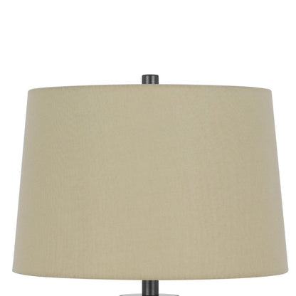 Leno 32 Inch Table Lamp, Leaf Pattern Clear Glass Base, Beige Shade