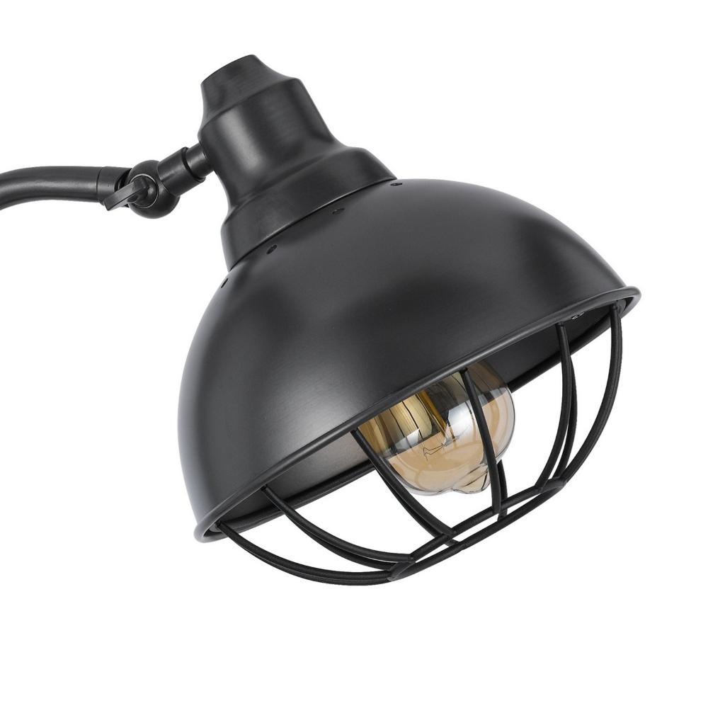 Loga 27 Inch Desk Lamp w Adjustable Cage Style Shade, Black Iron