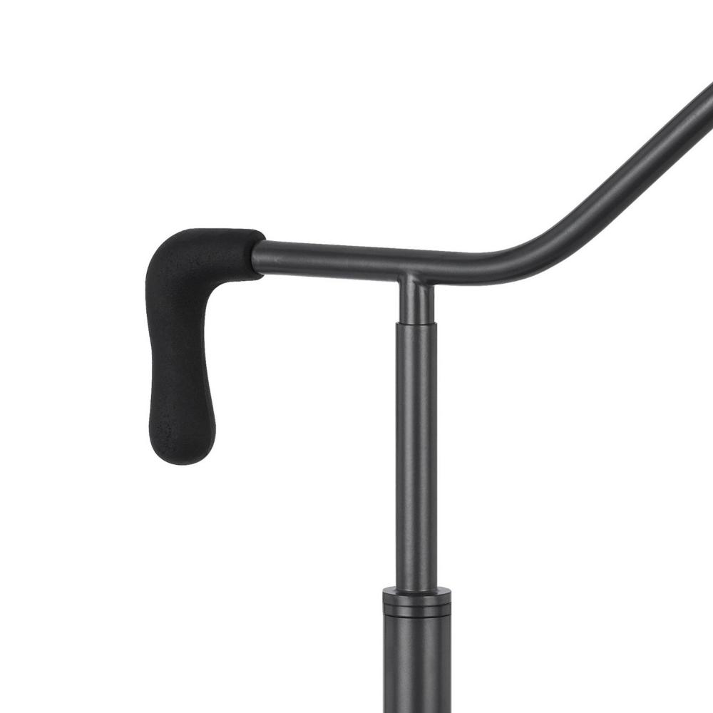 Loga 27 Inch Desk Lamp w Adjustable Cage Style Shade, Black Iron