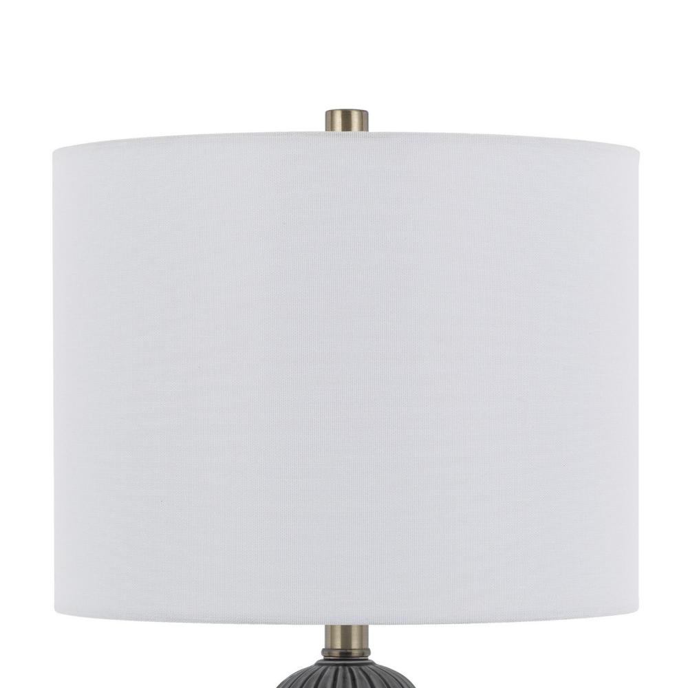 Lomy 26 Inch Table Lamp Set of 2, Stacked Ball Gray Black, White Shade