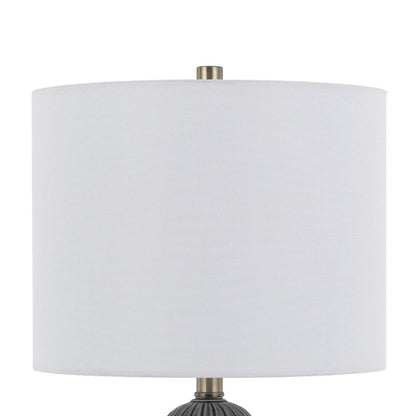 Lomy 26 Inch Table Lamp Set of 2, Stacked Ball Gray Black, White Shade