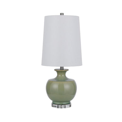 Kela 28 Inch Table Lamp Set of 2, Green Ceramic Pot Base, White Shade