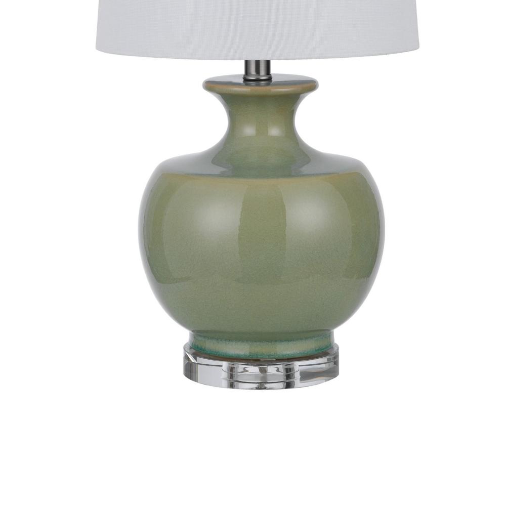 Kela 28 Inch Table Lamp Set of 2, Green Ceramic Pot Base, White Shade