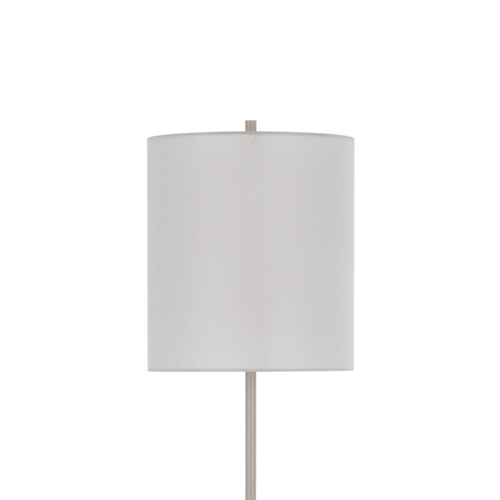 Plue 63 Inch Floor Lamp, Chrome Pole Round Base, Off White Drum Shade