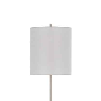 Plue 63 Inch Floor Lamp, Chrome Pole Round Base, Off White Drum Shade