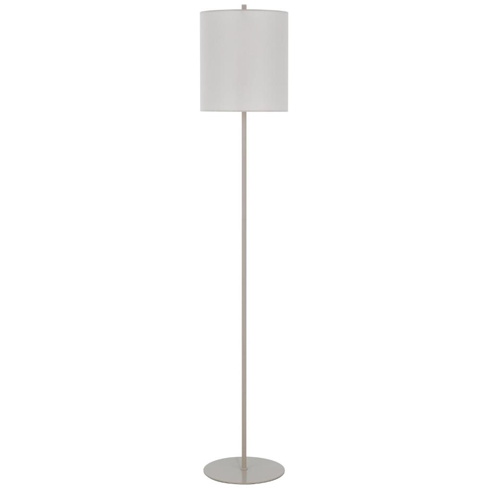 Plue 63 Inch Floor Lamp, Chrome Pole Round Base, Off White Drum Shade