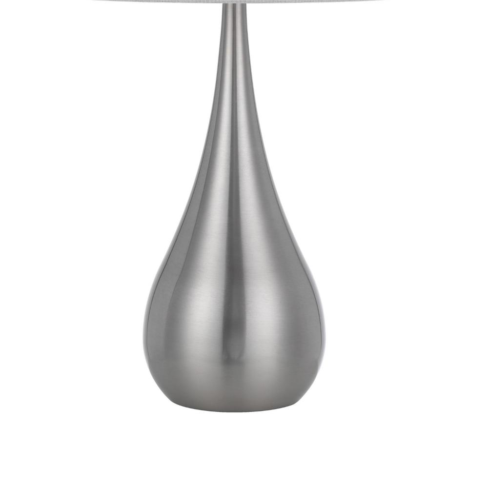 Ege Table Lamp Set of 2, Teardrop Brushed Steel Base, White Shade