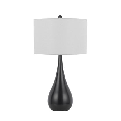 Ege Table Lamp Set of 2, Teardrop Bronze Metal Base, White Shade