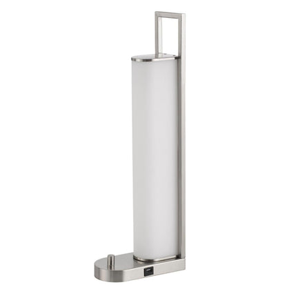 Mora Table Lamp, 2 USB Ports, Dimmer LED Light, Chrome Steel 23 Inch
