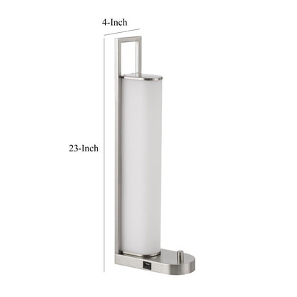 Mora Table Lamp, 2 USB Ports, Dimmer LED Light, Chrome Steel 23 Inch