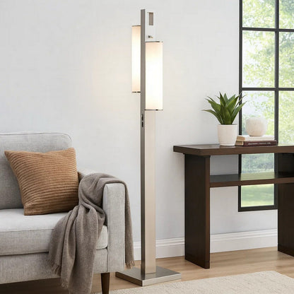 Mora Floor Lamp w Dimmer Switch, 2 Ports, Dual LED, Chrome 61 Inch