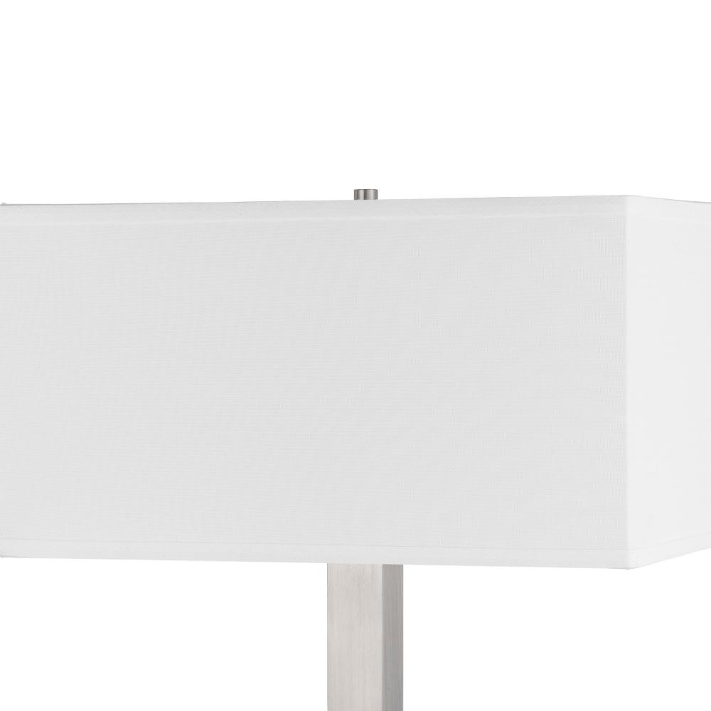 Colm Table Lamp, 2 Ports and 2 Power Outlets, Brushed Steel 21 Inch