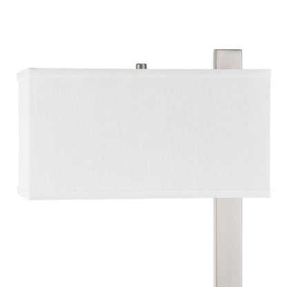 Nacy Table Lamp, 1 Power Outlet and USB Port, Chrome Steel 25 Inch