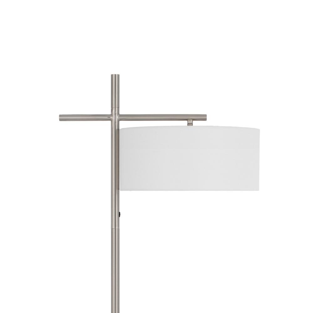 Lavy Floor Lamp, Slim Chrome Pole Base, White Hardback Shade 62 Inch
