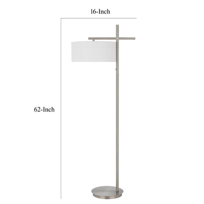 Lavy Floor Lamp, Slim Chrome Pole Base, White Hardback Shade 62 Inch