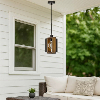Erbo 11 Inch Pendant Light Fixture, Dimmable LED, Pine Wood and Chrome