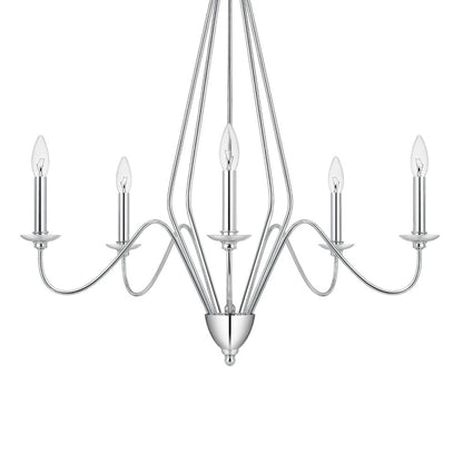 Wehy 30 Inch Chandelier w Canopy, Chrome Metal, Candelabra Design