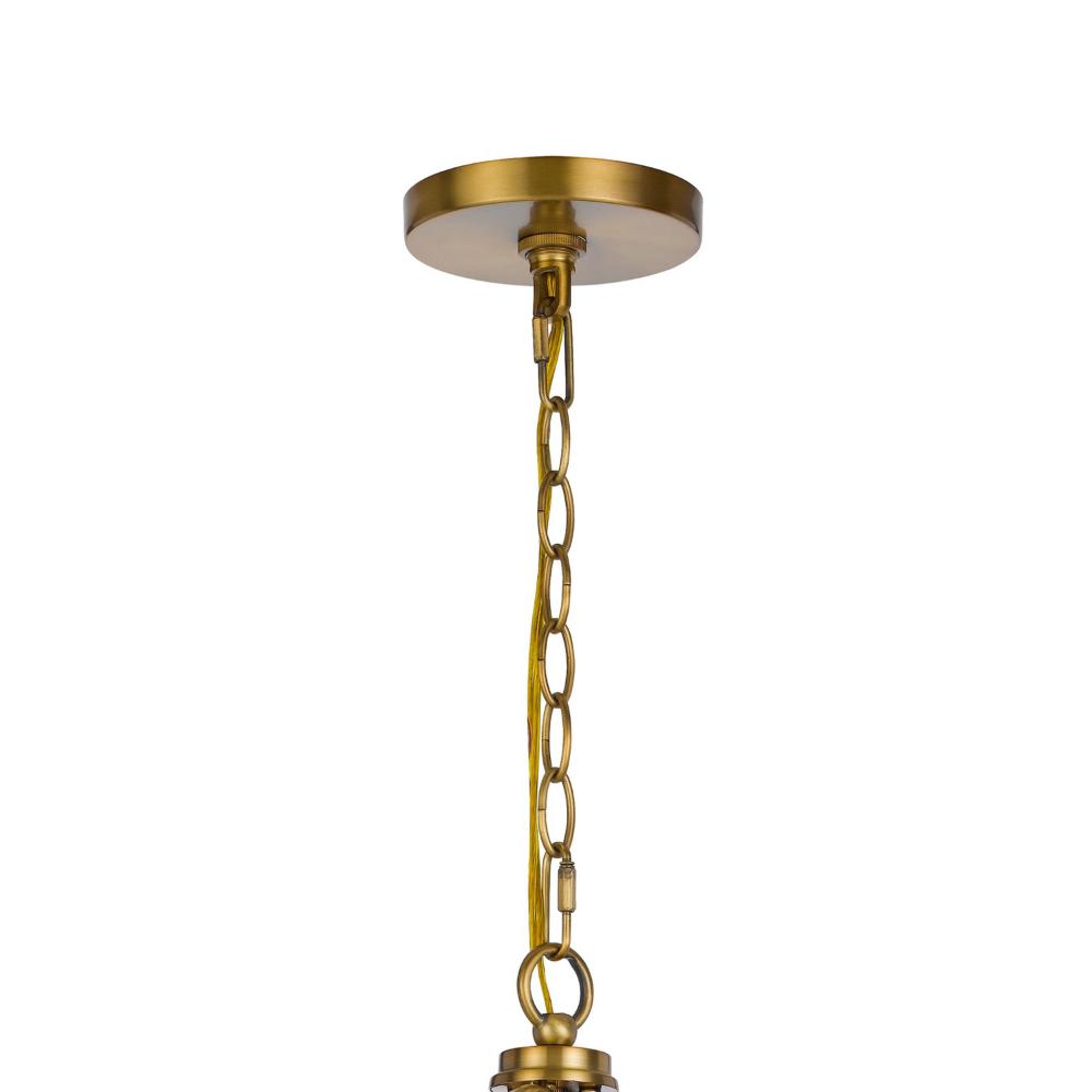 Shefy 18 Inch Chandelier, Locked Ring Candelabra Design, Brass Metal