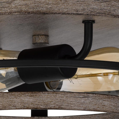 Weny 13 Inch Flush Mount Ceiling Light Fixture, Brown and Black Round