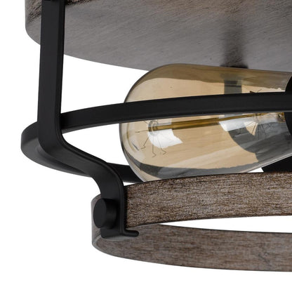 Weny 13 Inch Flush Mount Ceiling Light Fixture, Brown and Black Round