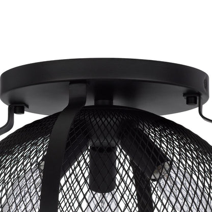 Monty 16 Inch Semi Flush Ceiling Mount Light Fixture, Black Mesh Shade