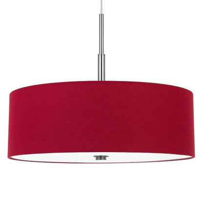 Sia Pendant Light Fixture w Red Hardback Drum Shade, 24 Inch Chrome