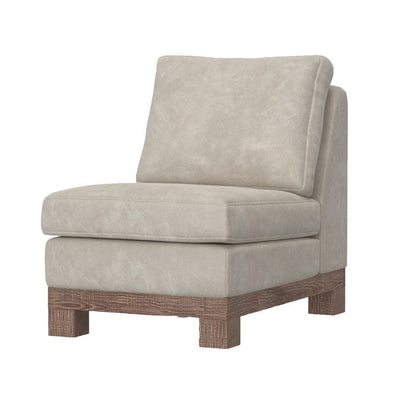 Sama Modular Armless Chair, Decor Pillow, White, Brown Solid PIne Wood