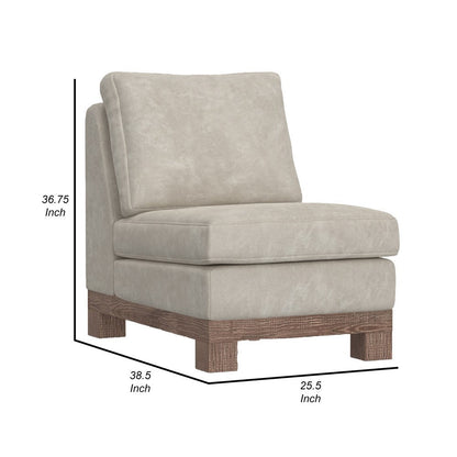 Sama Modular Armless Chair, Decor Pillow, White, Brown Solid PIne Wood