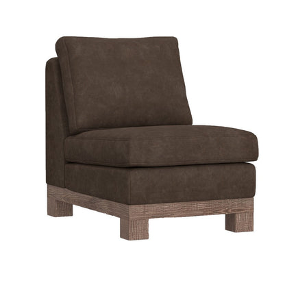 Sama Modular Armless Chair, Decor Pillow, Rich Brown Solid PIne Wood