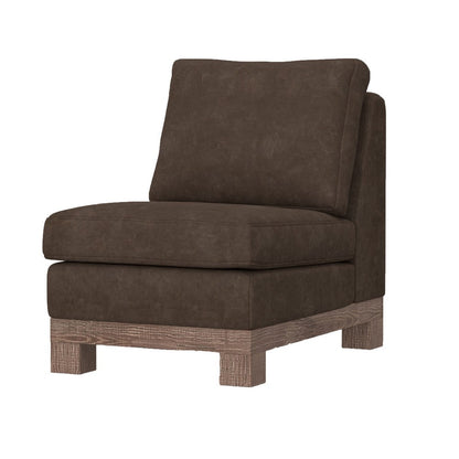 Sama Modular Armless Chair, Decor Pillow, Rich Brown Solid PIne Wood