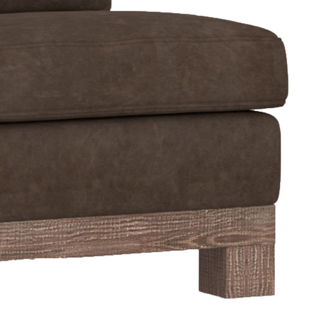 Sama Modular Armless Chair, Decor Pillow, Rich Brown Solid PIne Wood