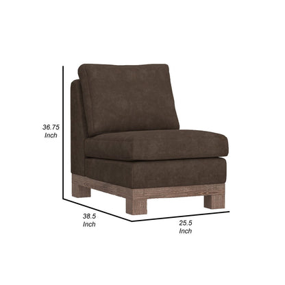 Sama Modular Armless Chair, Decor Pillow, Rich Brown Solid PIne Wood