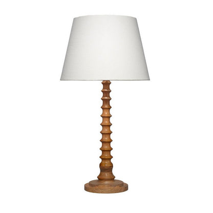Dio 31 Inch Table Lamp, White Slub Drum Shade, Brown Turned Wood Base