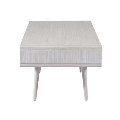 Camy Coffee Table, Brown Cane Woven Doors, Open Shelf, White 48 Inch
