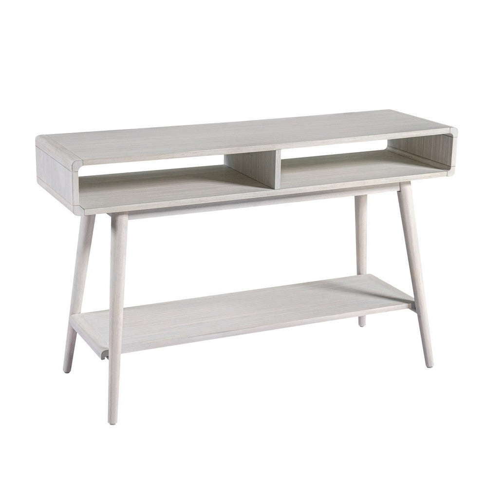 Camy Sofa Console Table, 2 Open Cubbies, 1 Lower Shelf, White 48 Inch