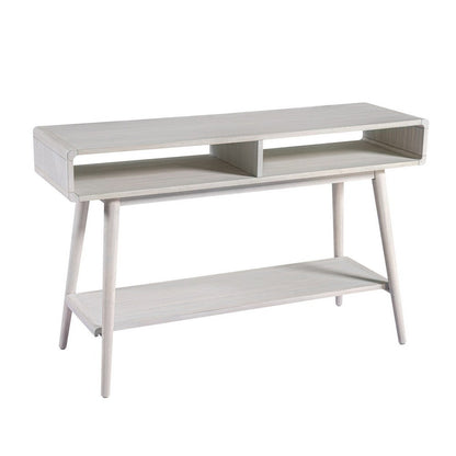Camy Sofa Console Table, 2 Open Cubbies, 1 Lower Shelf, White 48 Inch
