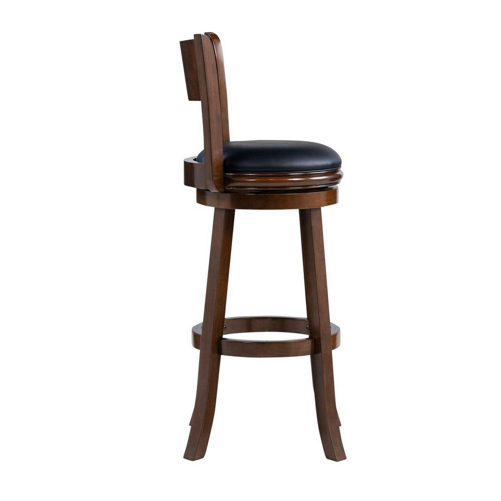 Milo Swivel Barstool Chair, Black Faux Leather, 34 Inch Extra Tall