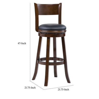 Milo Swivel Barstool Chair, Black Faux Leather, 34 Inch Extra Tall