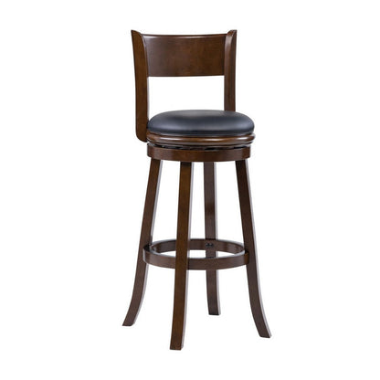 Milo Swivel Barstool Chair, Black Faux Leather, 34 Inch Extra Tall