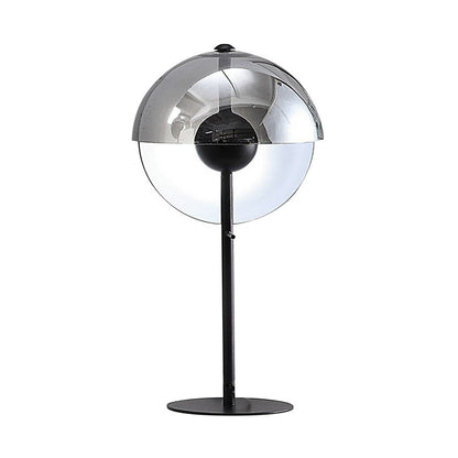 24 Inch Table Lamp, Accent Round Orb Glass Metal Shade, Black