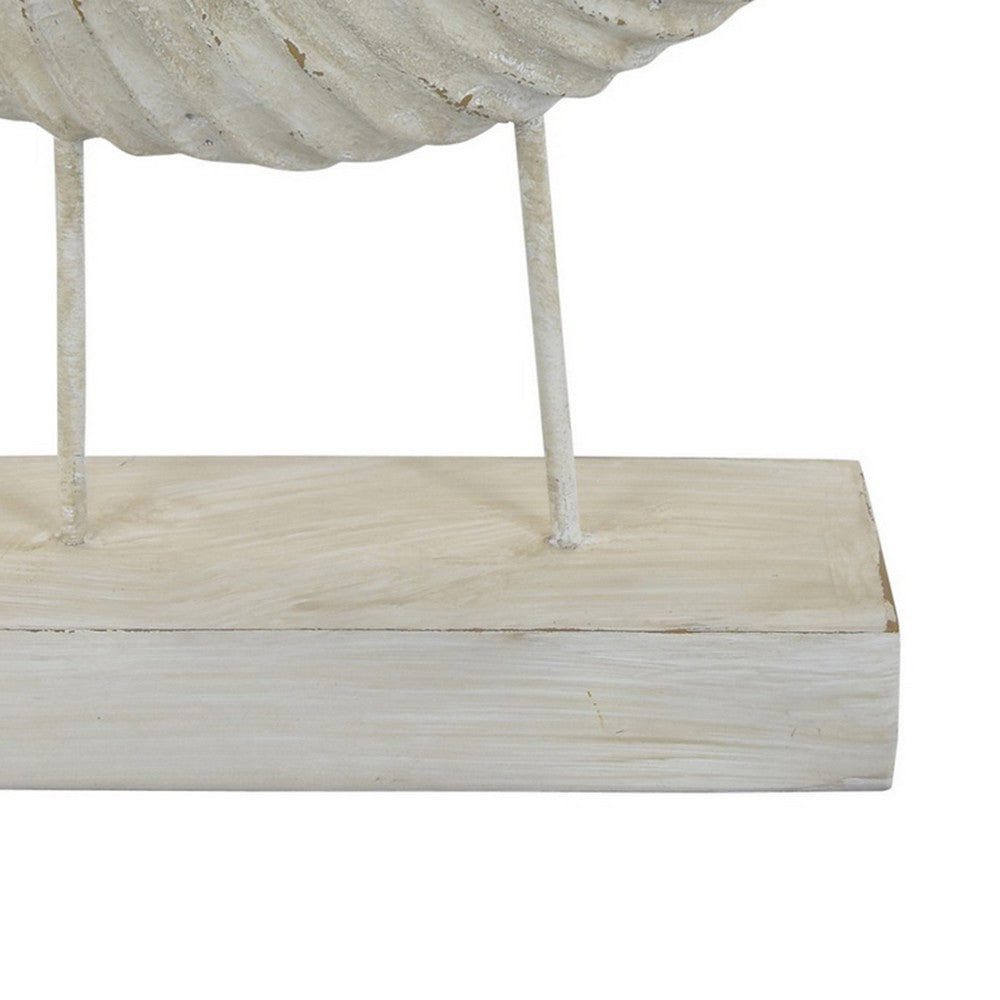 Seashell Tabletop Accent Decor, Faux Fossil, Rich White Resin 21 Inch